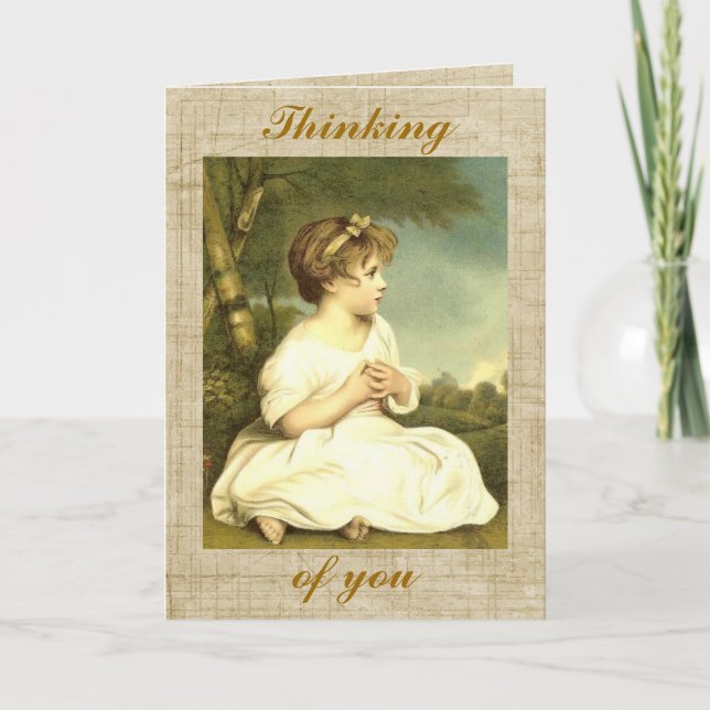 Vintage Viktorian Girl Greeting Card Kort (Framsida)