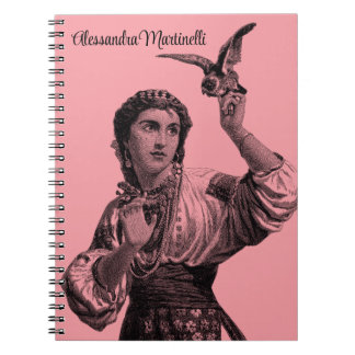 Vintage Viktorian Gypsy Girl Peach Notebook Anteckningsbok