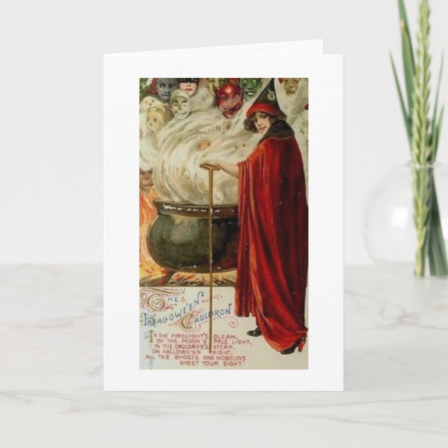 Vintage Viktorian Halloween Greeting Card Kort (Framsida)