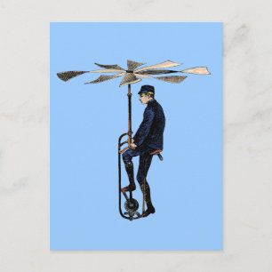 Vintage Viktorian Helicopter-flygkontraktion Vykort