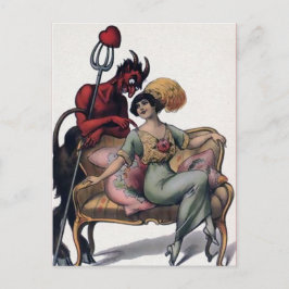 Vintage Viktorian Krampus Djävulen vykort