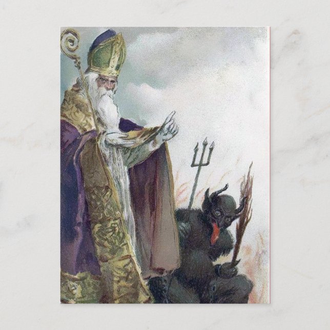 Vintage Viktorian Krampus vykort (Framsida)