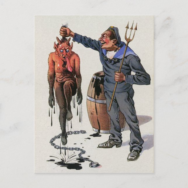 Vintage Viktorian Krampus vykort (Framsida)