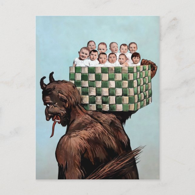 Vintage Viktorian Krampus vykort (Framsida)