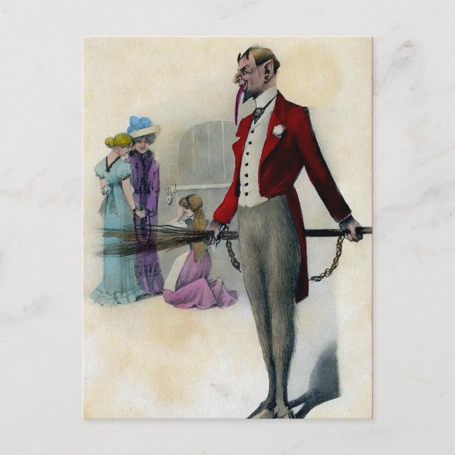 Vintage Viktorian Krampus vykort (Framsida)