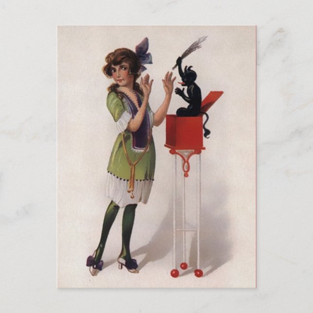 Vintage Viktorian Krampus vykort (Framsida)