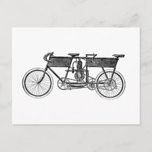 Vintage Viktorian Motorcykel Vykort