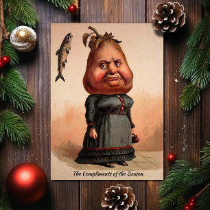 Vintage Viktorian Pear Head Dam-julkort Helgkort
