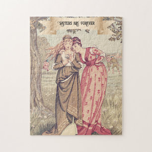 Vintage Viktorian Sisters Illustration ReEmergency Pussel