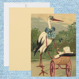 Vintage Viktorian Stork Baby Carriage bjudande in Inbjudningar