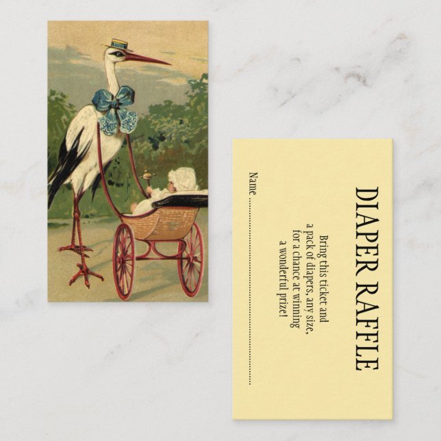 Vintage Viktorian Stork, babystölder Tilläggskort (Fram/baksida)