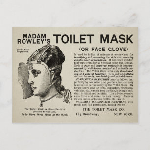 Vintage Viktorian Toilet Mask Postcard Vykort