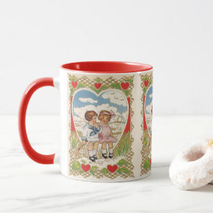 Vintage Viktorian Valentines day Barn i hjärta Mugg