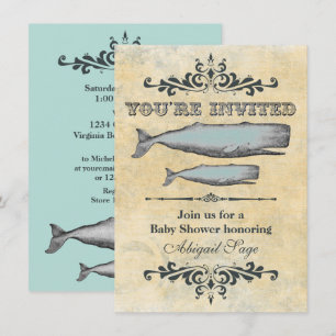 Vintage Viktorian Whale Beach Baby Shower Inbjudningar