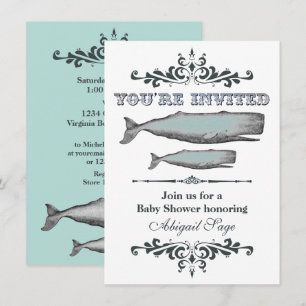 Vintage Viktorian Whale Beach Baby Shower Inbjudningar