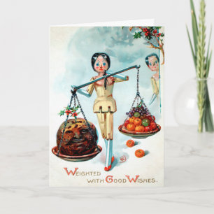 Vintage Viktorian Wooden Dolls Helgdag Card Helgkort