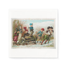 Vintage Viktorian Yule Log Papper Napkins