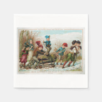 Vintage Viktorian Yule Log Papper Napkins Pappersservett