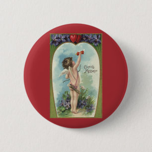 Vintage viktoriansk Alla hjärtans dag, Cupids medd Knapp