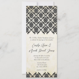 Vintage Viktoriansk Blommig Damast Bröllop Inbjudningar