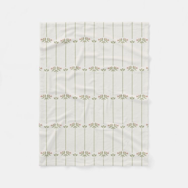 Vintage viktoriansk botanisk traditionella ränder fleecefilt (Framsidan)