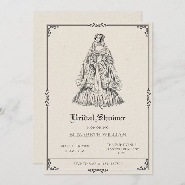 Vintage: Viktoriansk bröllop-möhippa Inbjudningar (Fram/baksida)