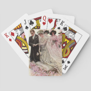 Vintage Viktoriansk Bröllopsceremoni Brud och Brud Casinokort