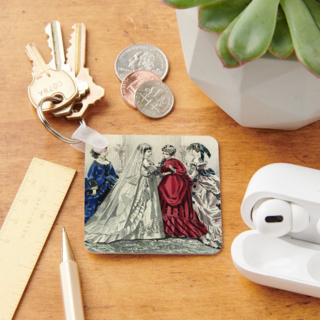 Vintage Viktoriansk Bröllopsfest Brudporträtt Nyckelring (Skrivbord)