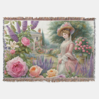 Vintage viktoriansk dam antik trädgårdsdecoupage filt