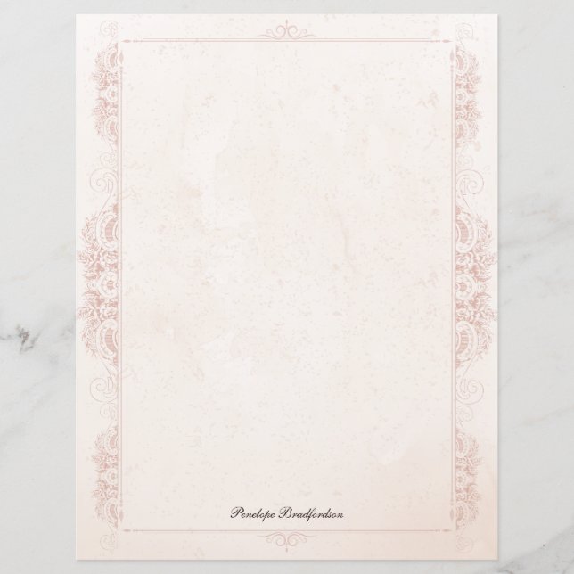 Vintage Viktoriansk Elegant Namn Brevpapper (Framsida)