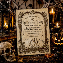 Vintage viktoriansk gotisk Dödskallar Halloween-fe Inbjudningar