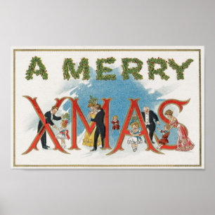Vintage Viktoriansk jul, A God jul Party Poster