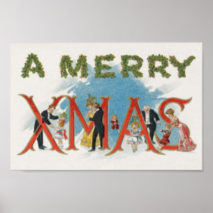 Vintage Viktoriansk jul, A God jul Party Poster