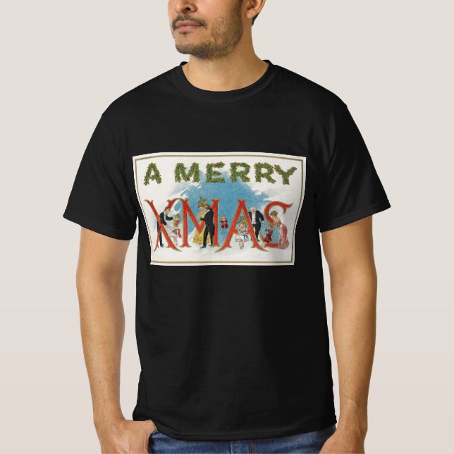 Vintage viktoriansk jul, en glad julfest tee (Framsida)