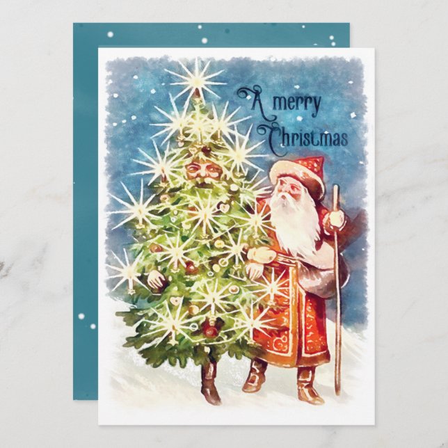 Vintage Viktoriansk jul Kort (Fram/baksida)