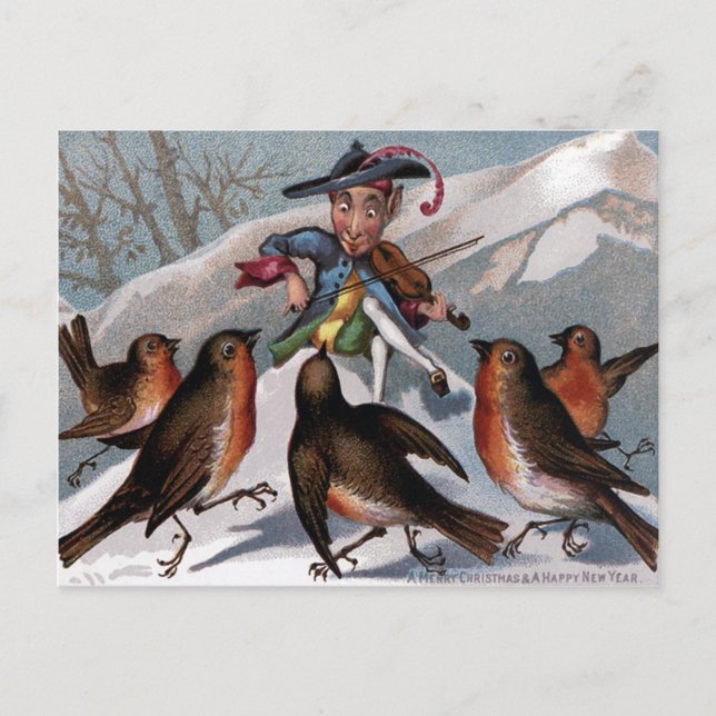 Vintage Viktoriansk jul Vykort (Framsida)