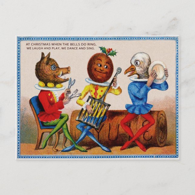 Vintage Viktoriansk jul Vykort (Framsida)