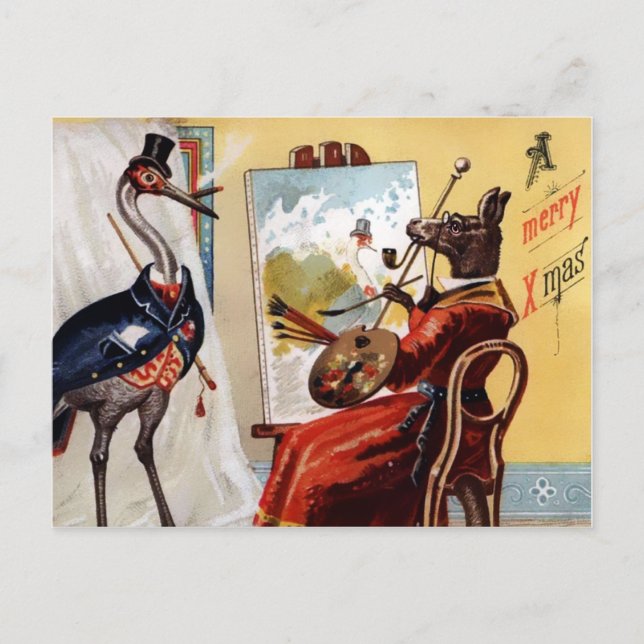 Vintage Viktoriansk jul Vykort (Framsida)