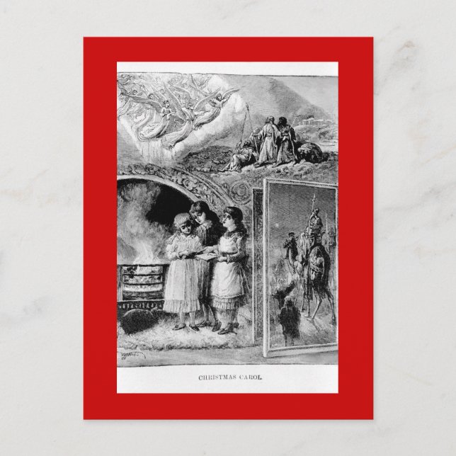 Vintage Viktoriansk julbiblisk scen Helg Vykort (Framsida)