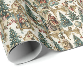 Vintage viktoriansk julcollage | Retro tomte Presentpapper