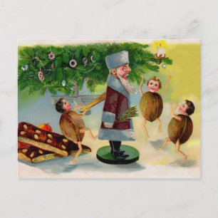 Vintage viktoriansk julgran tomtenötknäppare jul vykort