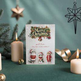 Vintage viktoriansk julkatts julplatt julkort