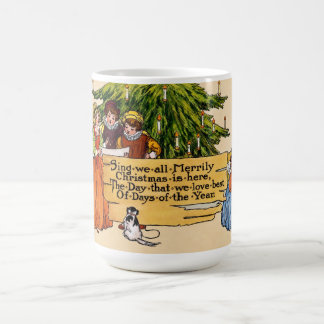 Vintage viktoriansk julsångare illustration kaffemugg