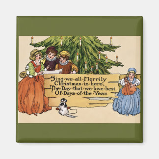 Vintage viktoriansk julsångare illustration magnet
