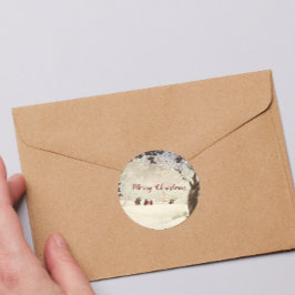 Vintage viktoriansk julvintermotiv runt klistermärke