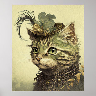 Vintage Viktoriansk katt Poster utskrift av väggko