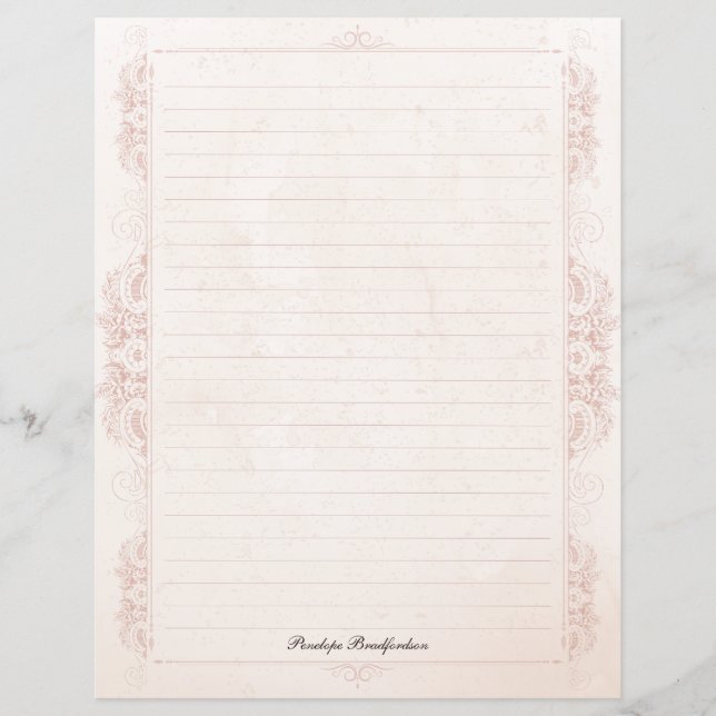 Vintage viktoriansk linjerat namnpapper (Framsida)