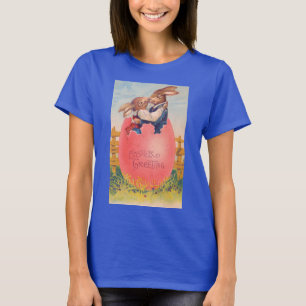 Vintage viktoriansk påskhälsning Två kaniner kysse T Shirt