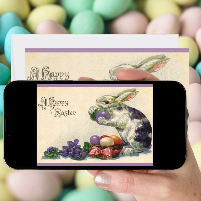 Vintage Viktoriansk Påskhare och Påskägg Julkort (Skapare uppladdad)