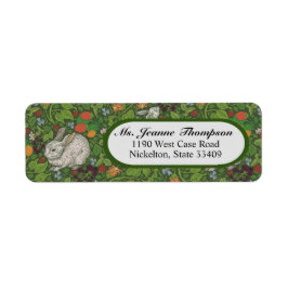 Vintage Viktoriansk Vit Kanin Harer i Trädgården Returadress Etikett